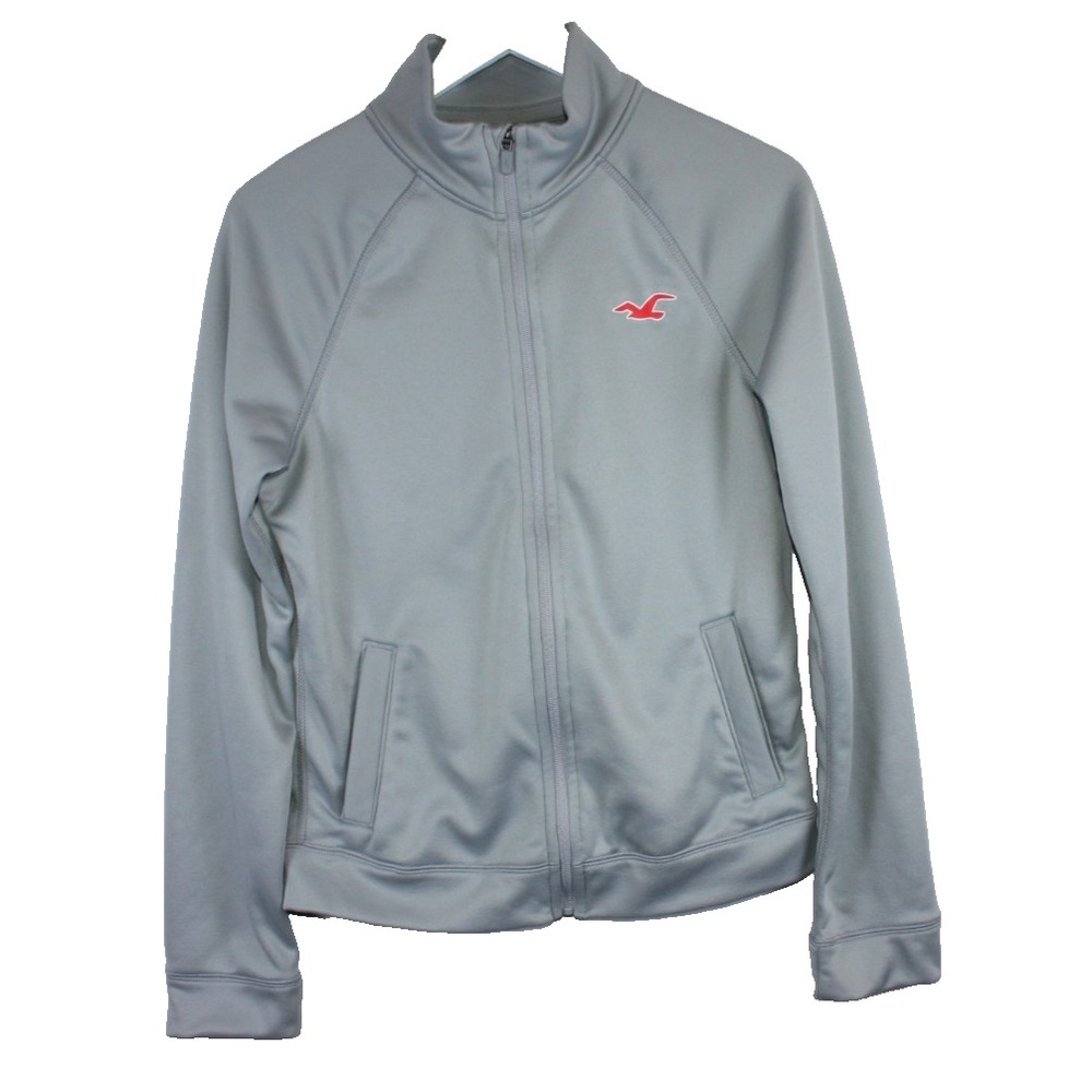 Hollister Mens Track Jacket Size Small Full Zip Grey Gym Track Street Wear Y2K
